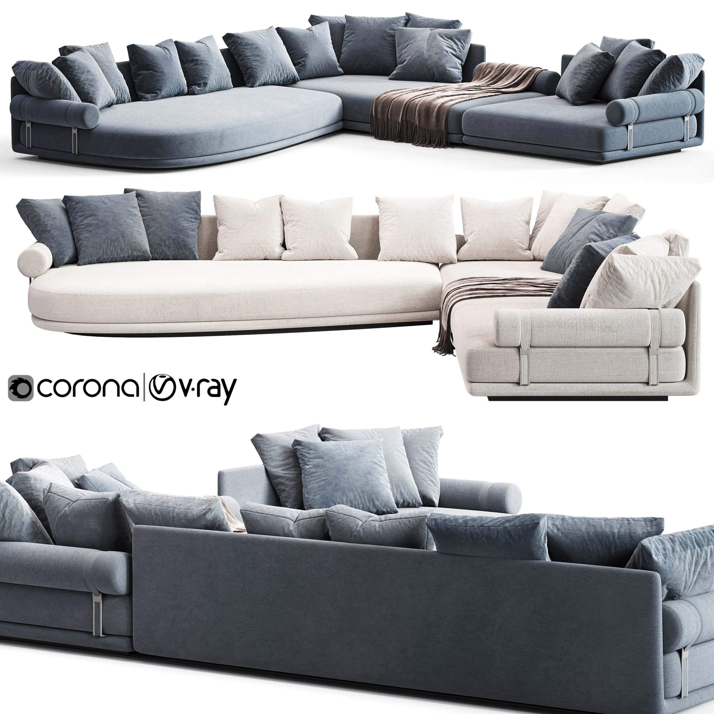 BB ITALIA Noonu Corner Sofa 3D Model .c4d .max .obj .3ds .fbx .stl .blend 