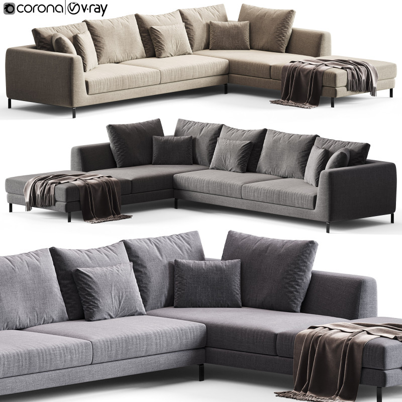 BB ITALIA Ray Corner Sectional Sofatex 3Dモデル .c4d .max .obj .3ds .fbx .stl .blend