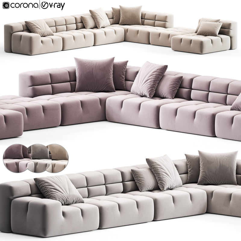BB ITALIA Tufty Time Corner Sofa 3D Model .c4d .max .obj .3ds .fbx .stl .blend