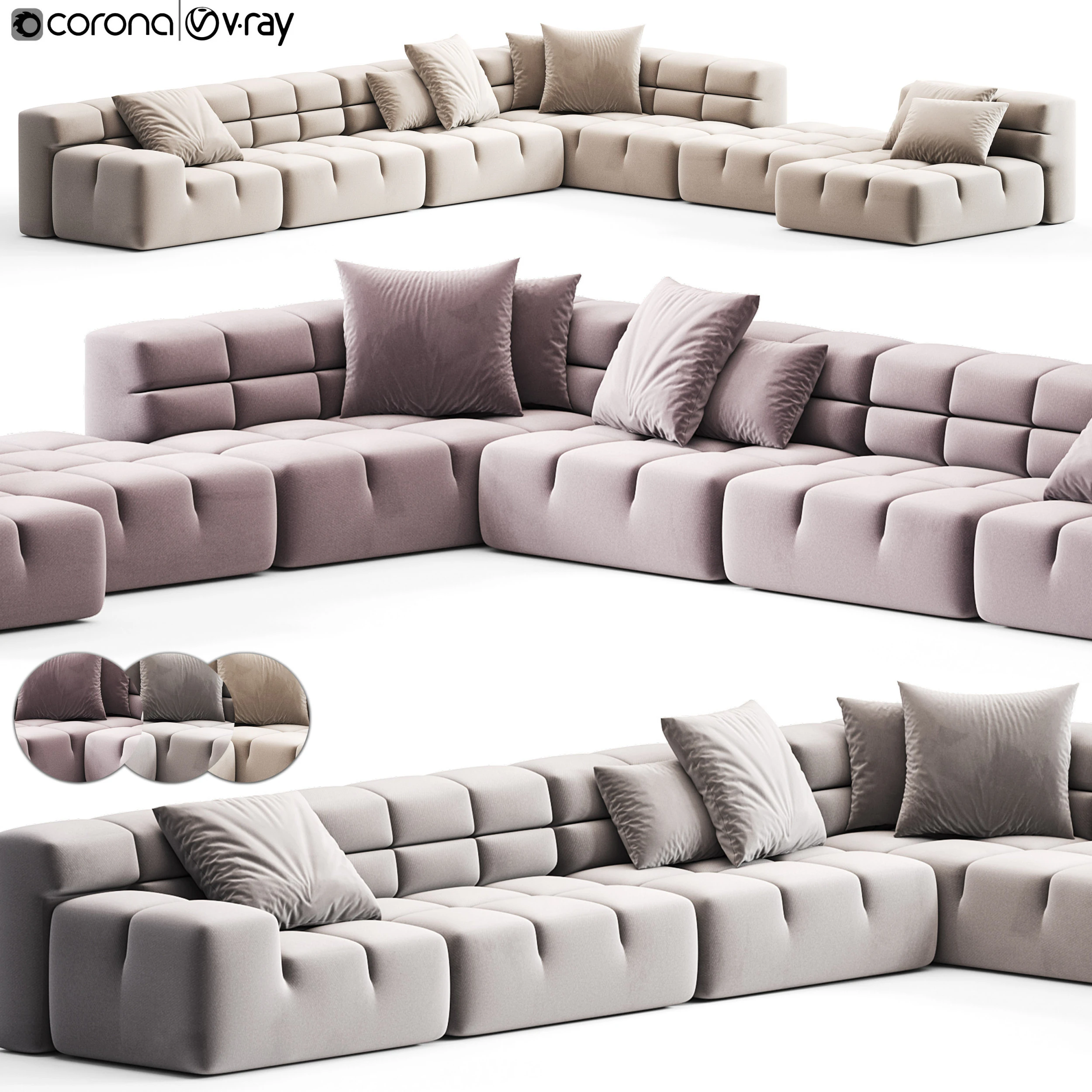 BB ITALIA Tufty Time Corner Sofa 3D Model .c4d .max .obj .3ds .fbx .stl .blend 