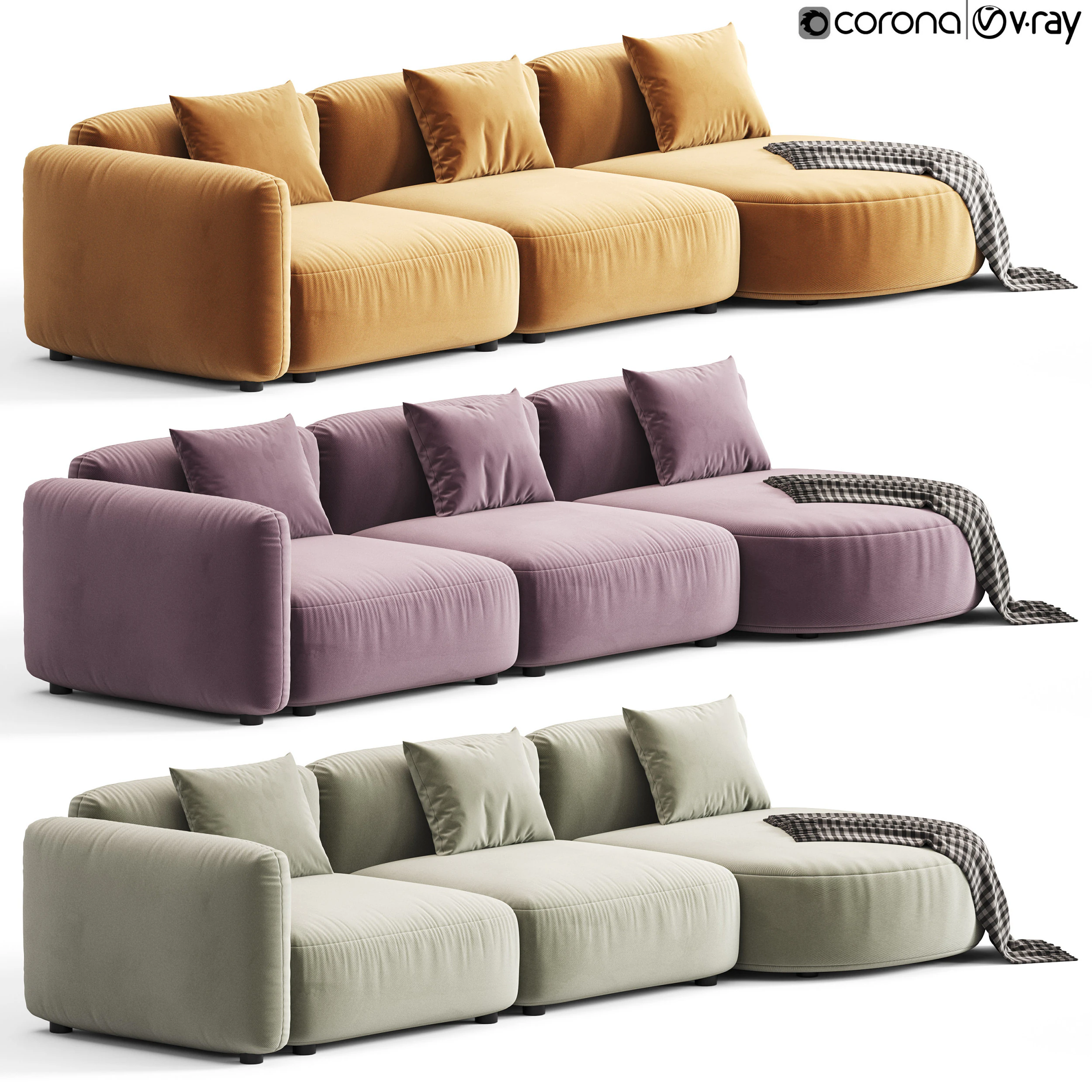 Calligaris Ginza Sofa 3D Model .c4d .max .obj .3ds .fbx .stl .blend