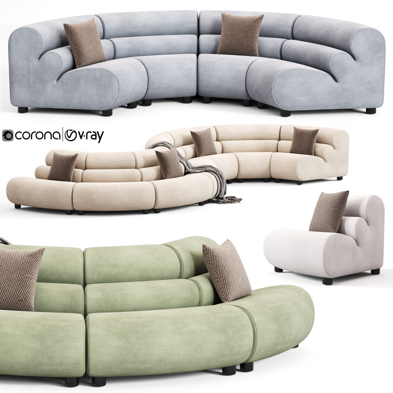 Eichholtz Lindau Inside Corner Modular Sofa Modèle 3D .c4d .max .obj .3ds .fbx .stl .blend