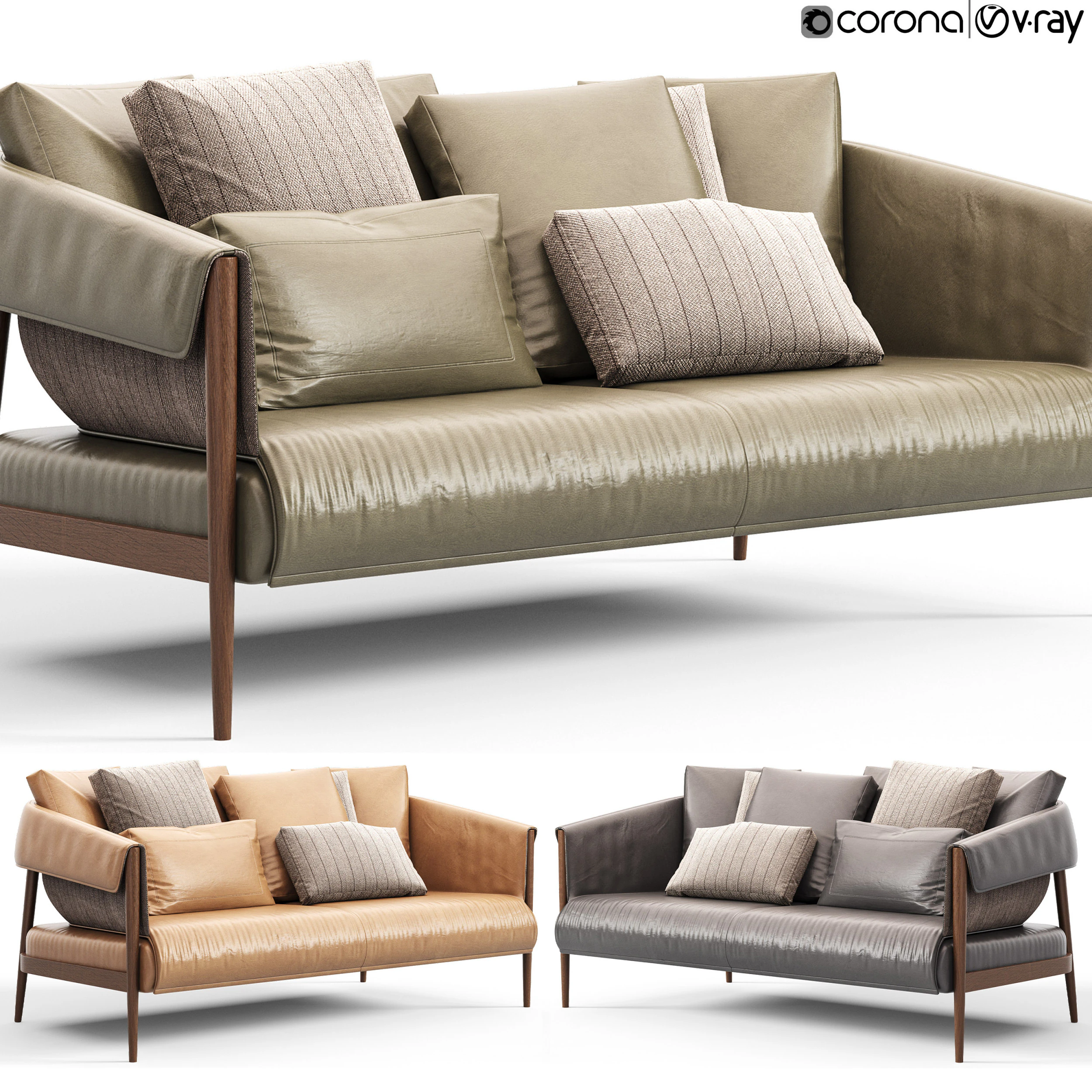 Frigerio Burton Sofa 3D Model .c4d .max .obj .3ds .fbx .stl .blend 