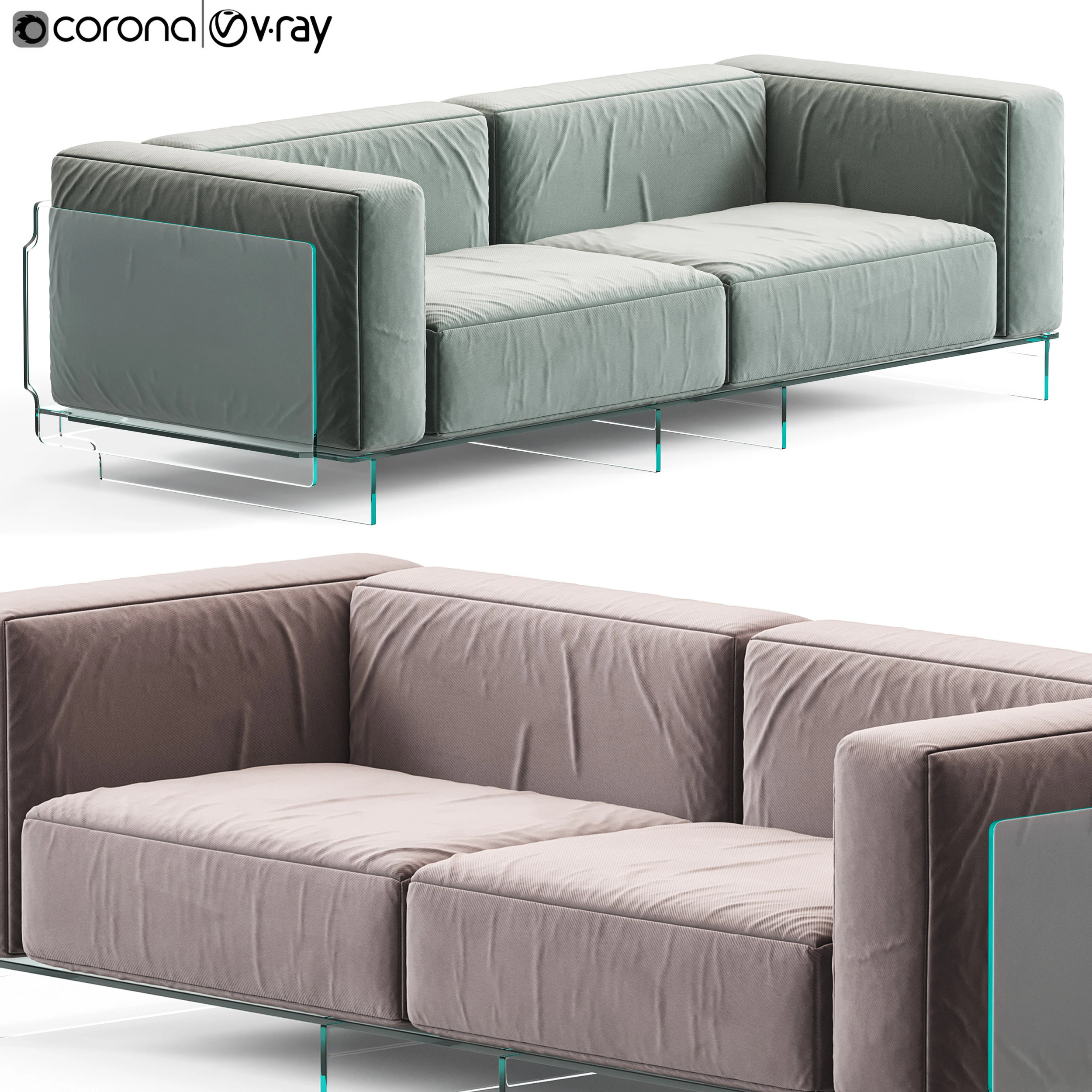 Glas Italia Crystal Lounge Sofa 3D Model .c4d .max .obj .3ds .fbx .stl .blend 
