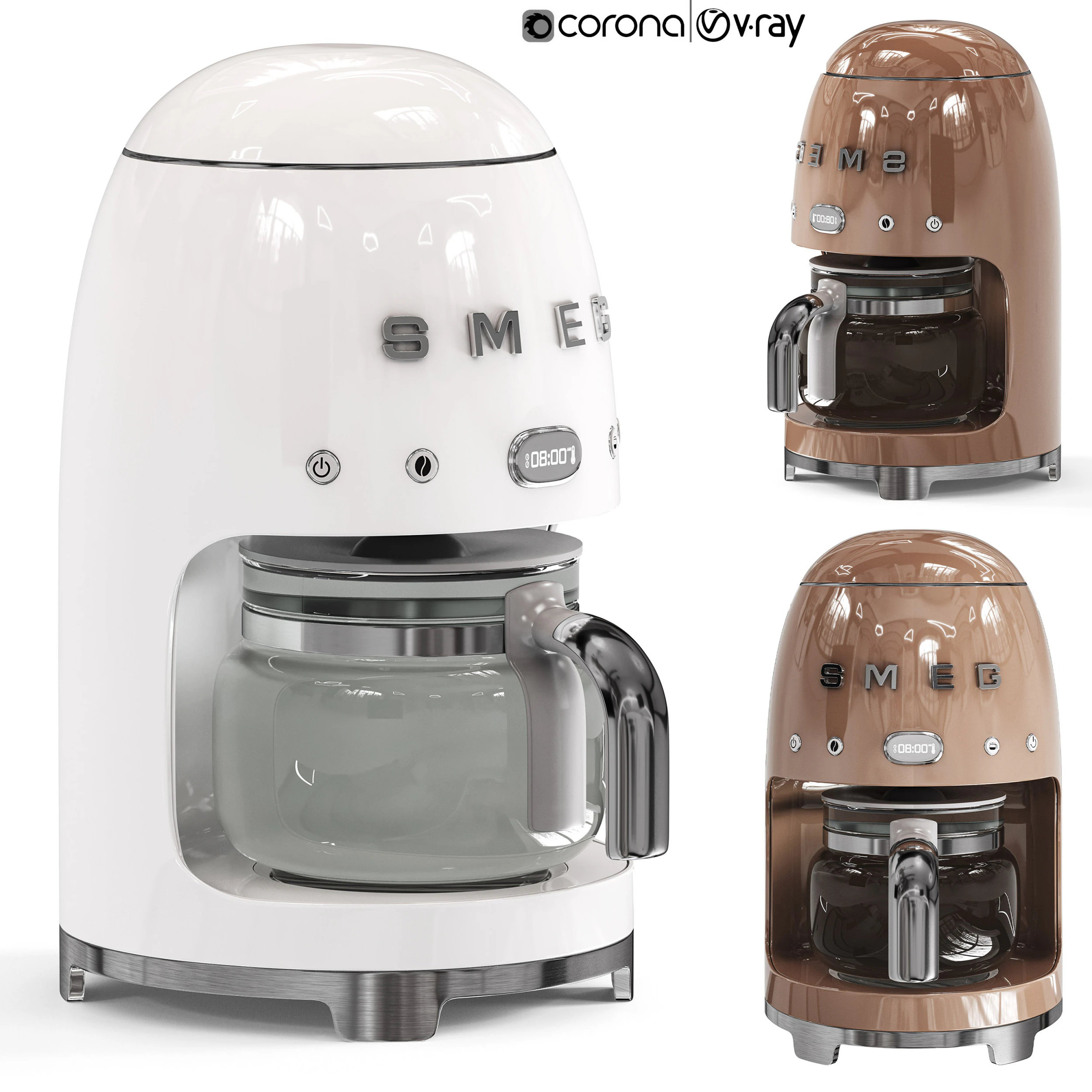 SMEG Damla Kahve Makinesi 3D Model .c4d .max .obj .3ds .fbx .stl .blend 