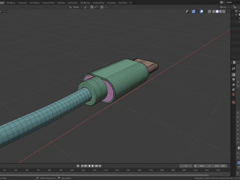 USB tipo A a tipo C Modello 3D