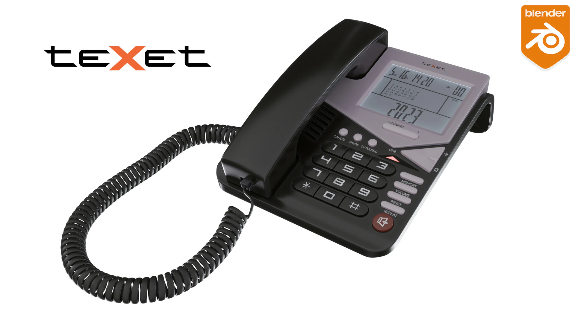 Telephone TEXET TX 244 3D Model .c4d .max .obj .3ds .fbx .stl .blend 