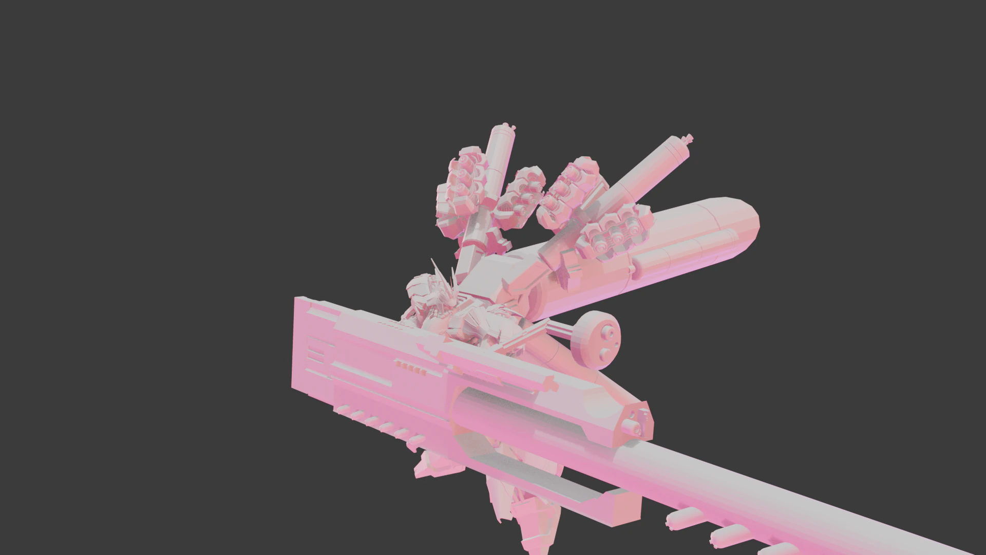 Red Gundemon with a long-range booster 3D Model .c4d .max .obj .3ds .fbx .stl .blend 