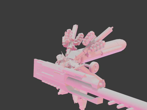 Red Gundemon con un refuerzo de largo alcance Modelo 3D