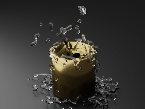 Golden Cup And Water animation 3D 모델
