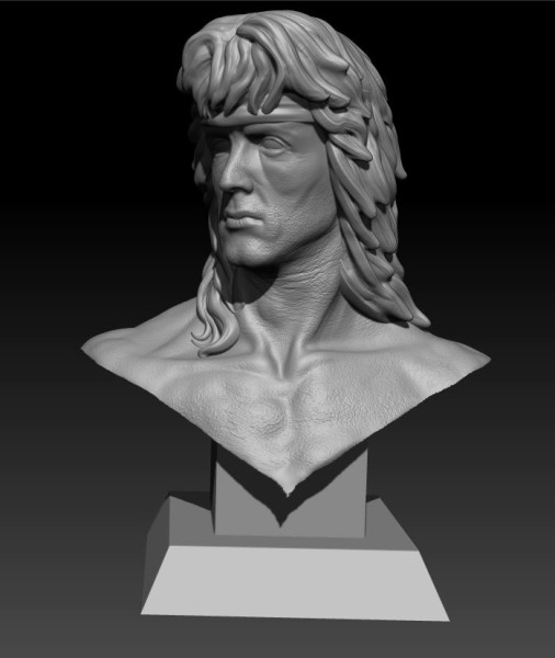 Rambo bust 3Dプリントモデル .c4d .max .obj .3ds .fbx .stl .blend 