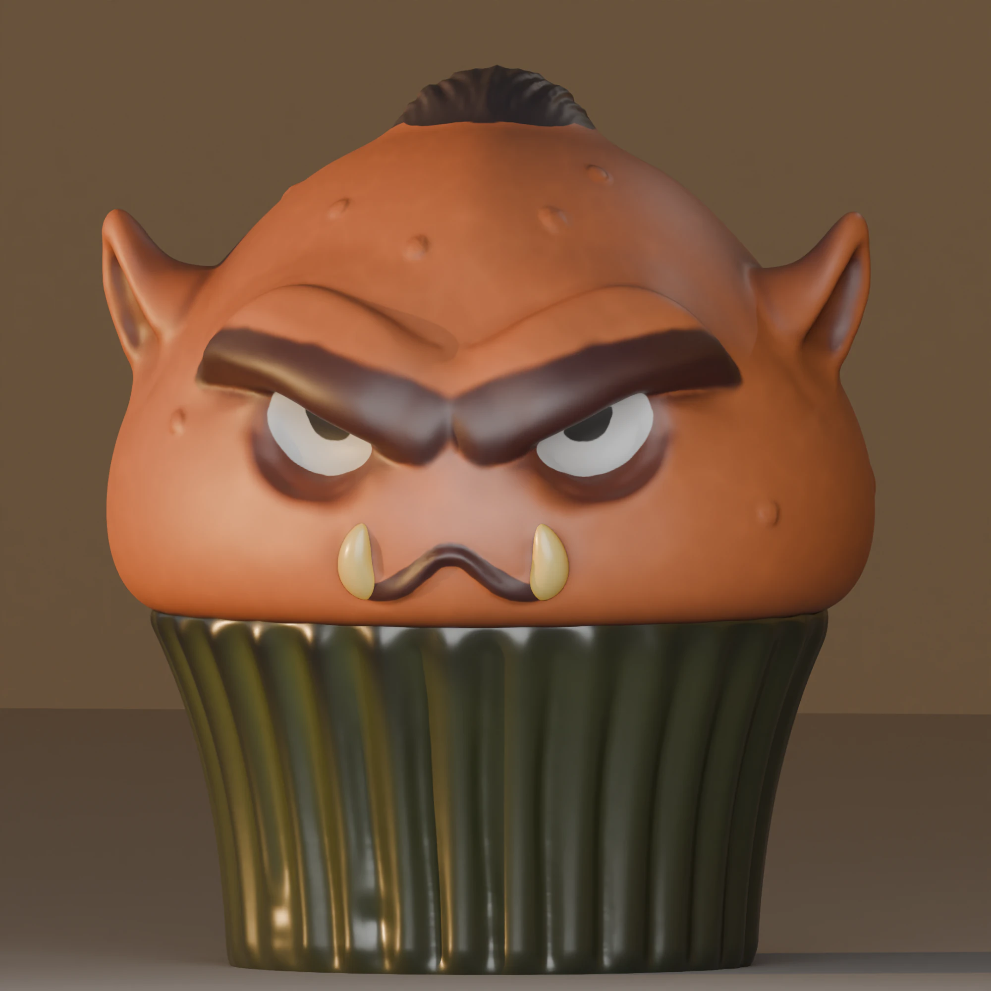 Weird Orc Muffin cupcake 3D Print Model .c4d .max .obj .3ds .fbx .stl .blend 