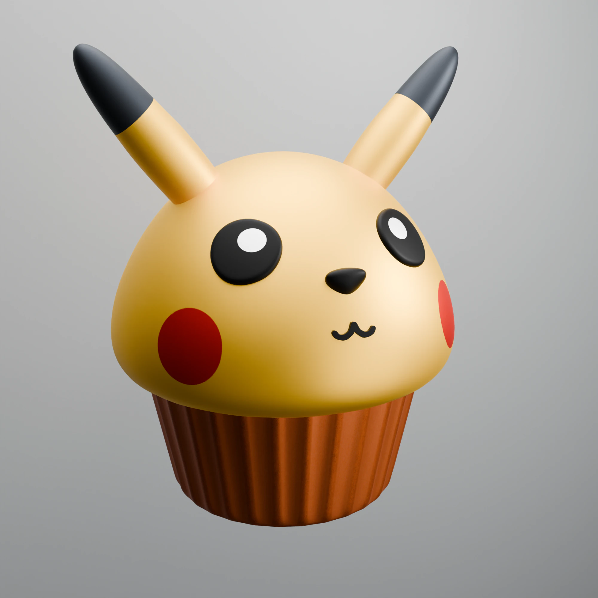 Pikachu as muffin cupcake 3D Print Model .c4d .max .obj .3ds .fbx .stl .blend 