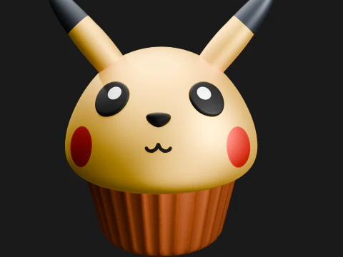 Pikachu as muffin cupcake 3D Print Model
