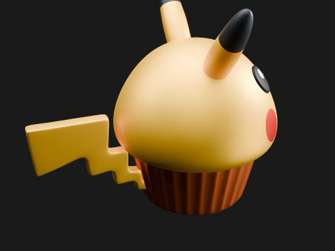 Pikachu as muffin cupcake 3D Print Model