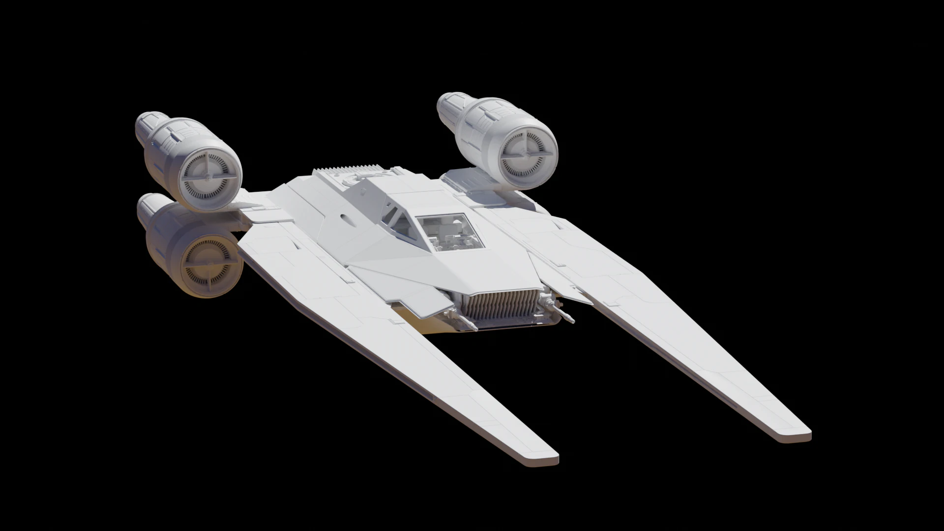 Star wars U-WING 3D Model .c4d .max .obj .3ds .fbx .stl .blend 