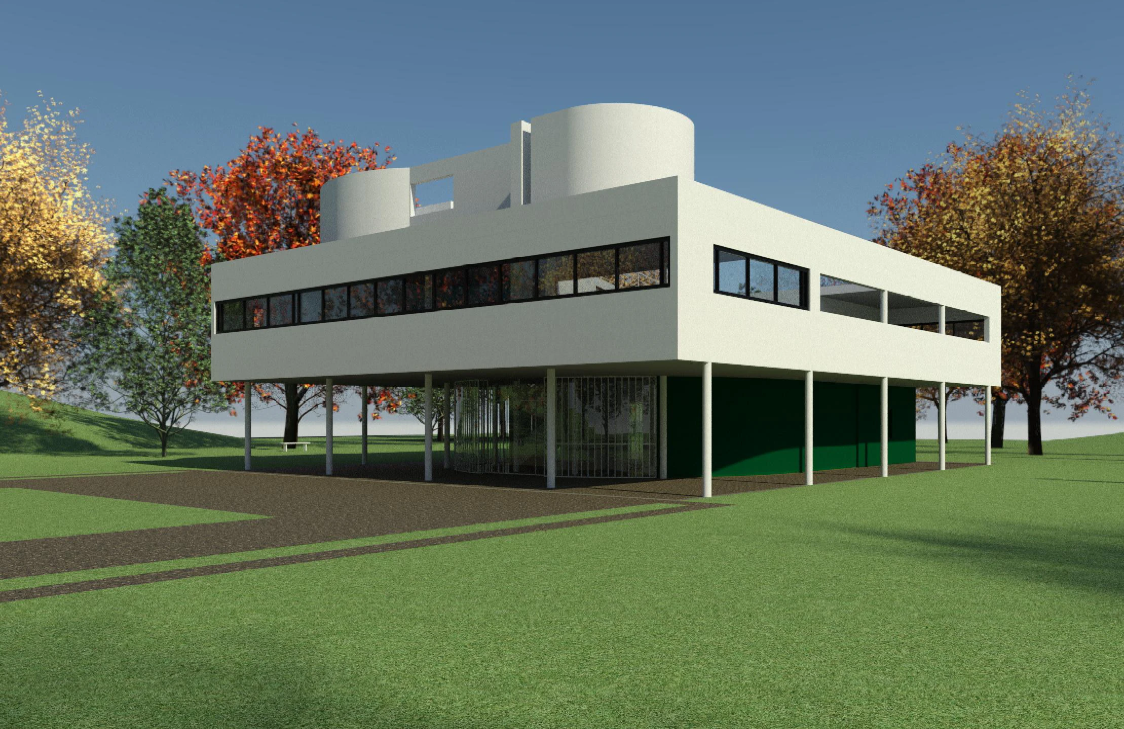 Revit Villa Savoye by Le Corbusier 3D Model .c4d .max .obj .3ds .fbx .stl .blend 