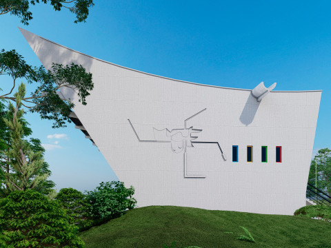 Maison de la Culture in Firminy by Le Corbusier Sketchup 3D Model 3D