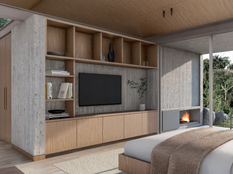 Minimalist Suite with Private Patio Pool Architectural SketchUp Model SKP 3D Model