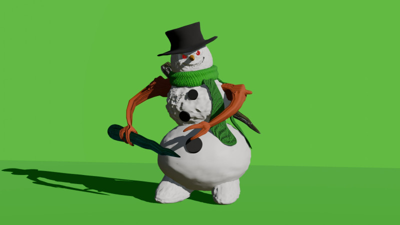 Angry snowman 3D Модель .c4d .max .obj .3ds .fbx .stl .blend 
