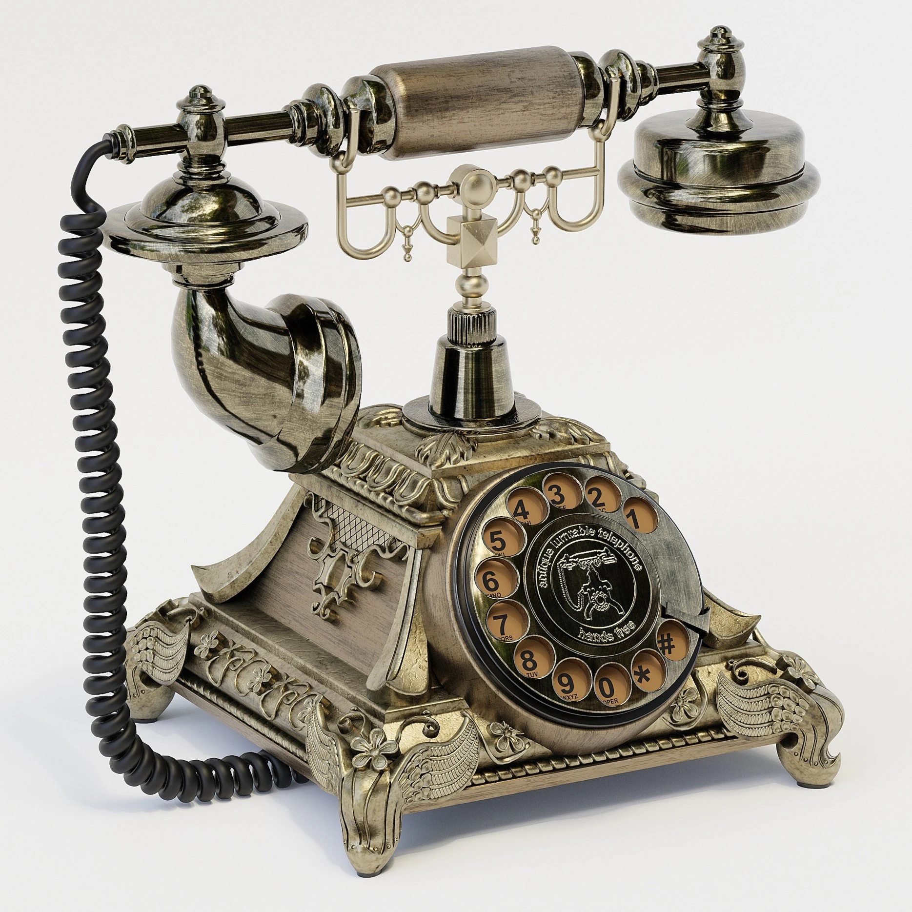 Retro Vintage Rotary Phone 3D Model .c4d .max .obj .3ds .fbx .stl .blend 