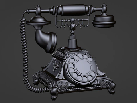 Retro Vintage Rotary Phone 3D Model