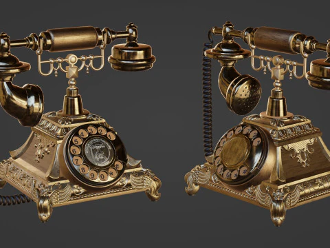 Retro Vintage Rotary Phone 3D Model