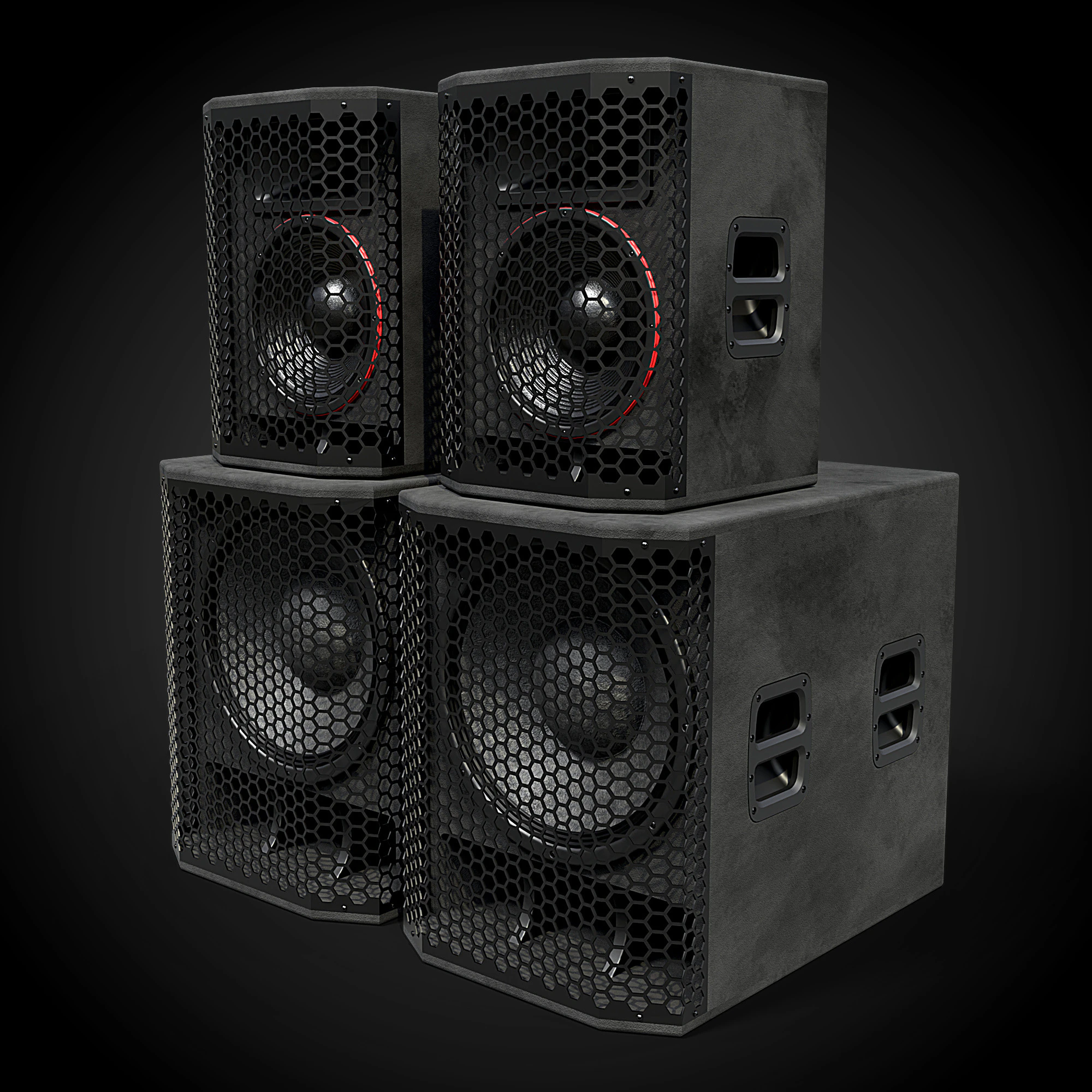 Big Speakers 3D Model .c4d .max .obj .3ds .fbx .stl .blend 