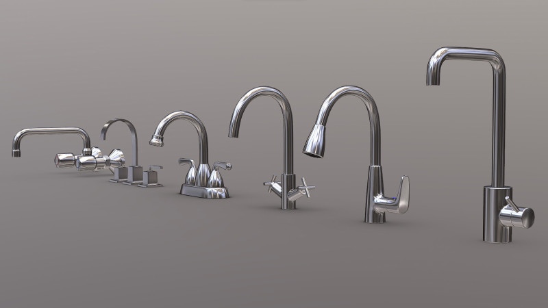 Faucet Collection Set 3D Model .c4d .max .obj .3ds .fbx .stl .blend