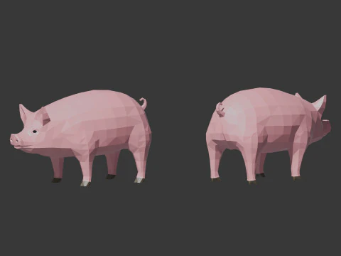 Farm Animals Lowpoly 3D Model