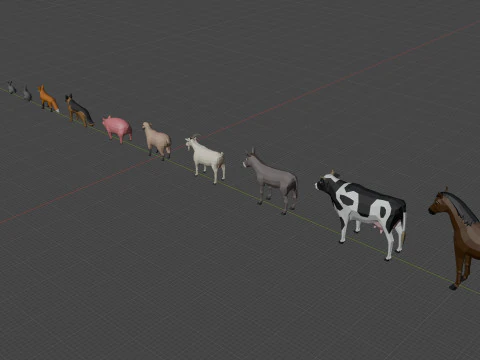 Farm Animals Lowpoly 3D Model