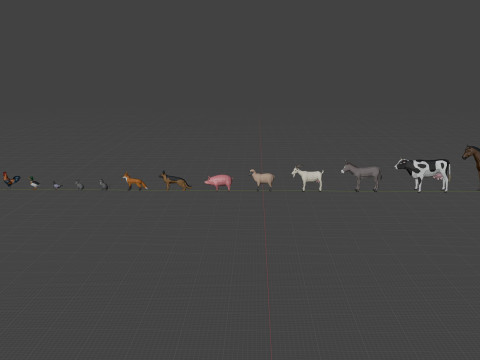 Farm Animals Lowpoly 3D 模型