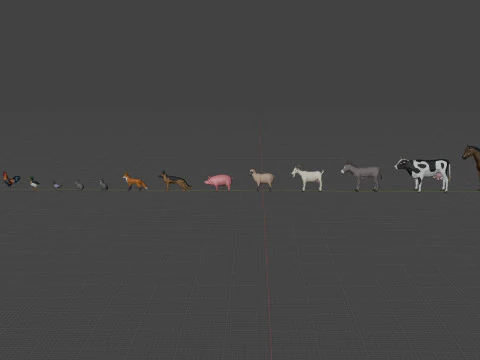 Farm Animals Lowpoly 3D Model