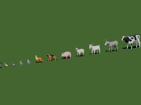 Farm Animals Lowpoly 3D 模型