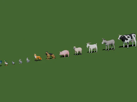 Farm Animals Lowpoly 3D Model