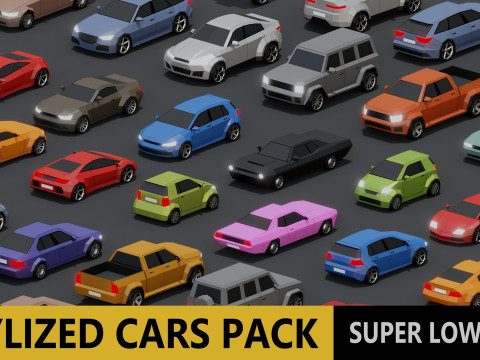 Stylized Lowpoly Cars 3D Model