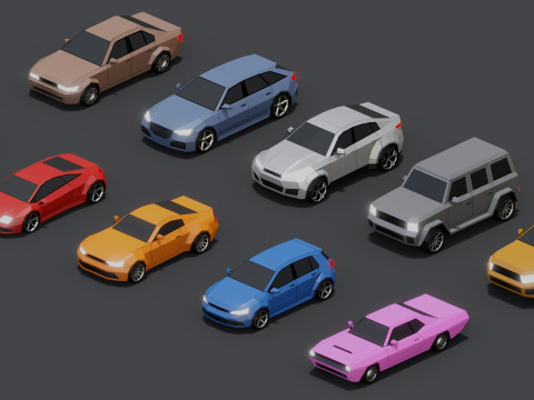 Stylized Lowpoly Cars 3D Model