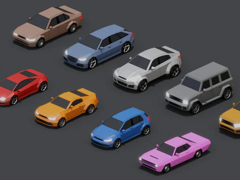Stylized Lowpoly Cars 3D Model