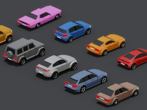 Stylized Lowpoly Cars 3D Model