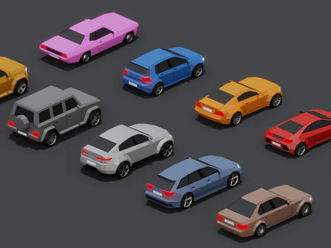 Stylized Lowpoly Cars 3D Model