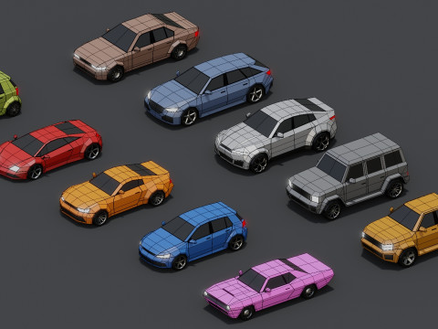 Stylized Lowpoly Cars 3D Model
