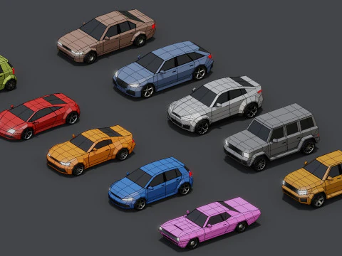 Stylized Lowpoly Cars 3D Model
