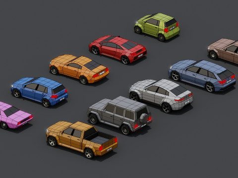 Stylized Lowpoly Cars 3D Model