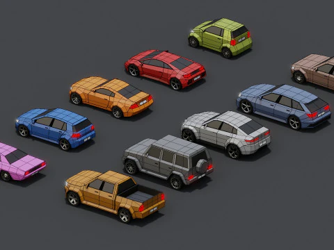 Stylized Lowpoly Cars 3D Model