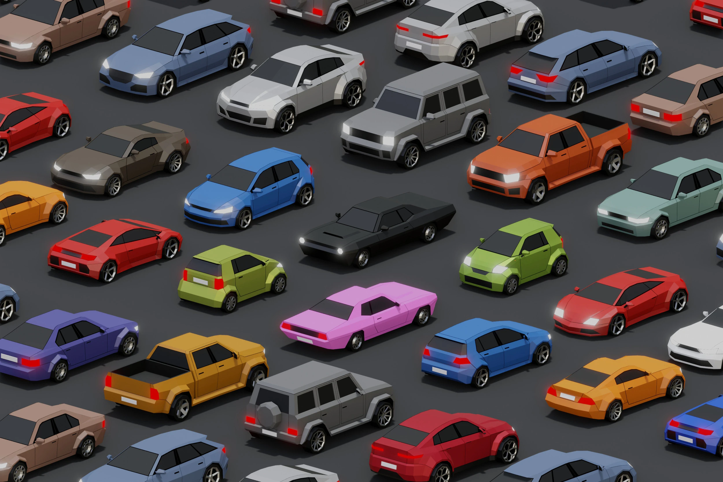 Stylized Lowpoly Cars 3D Model .c4d .max .obj .3ds .fbx .stl .blend