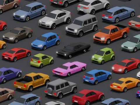 Stylized Lowpoly Cars 3D Model