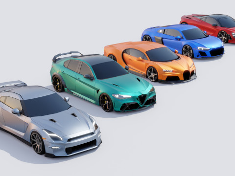 Sports Cars Lowpoly Pack 3D Model