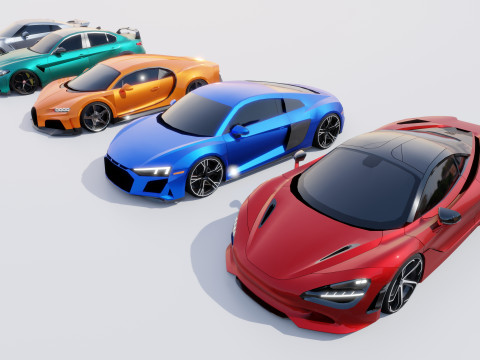 Sports Cars Lowpoly Pack 3D Модель