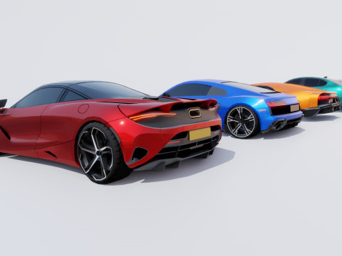 Sports Cars Lowpoly Pack 3D Модель