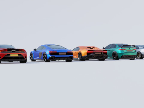 Sports Cars Lowpoly Pack 3D Модель